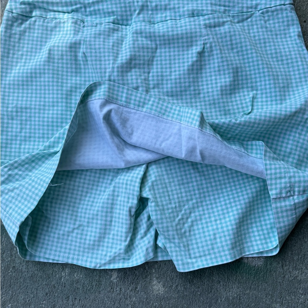 Light green Gingham Women’s Skort with Elastic Waistband - Picture 4 of 4